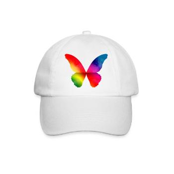 Schmetterling Form in kräftigen Regenbogen Farben - Baseballkappe - Weiß/Weiß - Vorne
