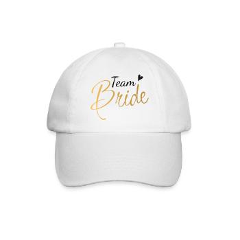 Team Bride Typografie in Gold - JGA Hochzeit Braut - Baseballkappe - Weiß/Weiß - Vorne