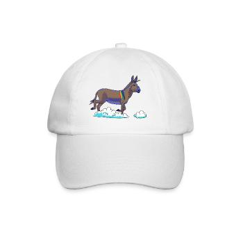 Regenbogen-Einhorn auf Wolken - Baseballkappe - Weiß/Weiß - Vorne