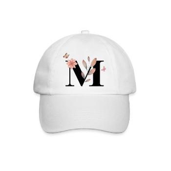 Buchstabe M Wildblumen Aquarelle - Baseballkappe - Weiß/Weiß - Vorne