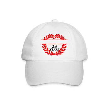 Bannername dreiundzwanzig Jahre, Herz Lorbeerkranz - Baseballkappe - Weiß/Weiß - Vorne