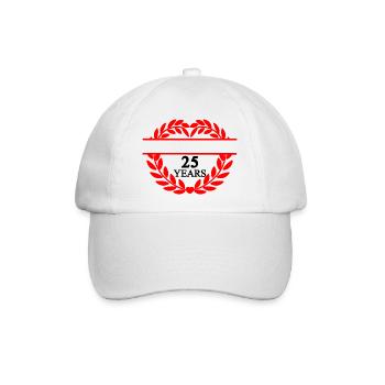 Namensbanner fünfundzwanzig Jahre, Herz Lorbeerkranz - Baseballkappe - Weiß/Weiß - Vorne