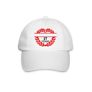 Namensbanner siebzehn Jahre, Herz Lorbeerkranz - Baseballkappe - Weiß/Weiß - Vorne
