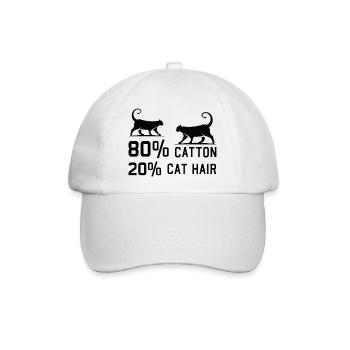 80% Cotton 20% Cat Hair funny Cats Sayings - Baseballkappe - Weiß/Weiß - Vorne