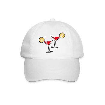 2 Cocktailgläser / Cocktail / Martini + (Rot) - Baseballkappe - Weiß/Weiß - Vorne