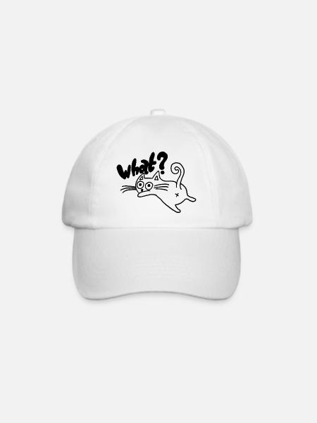 Katze What? Geschenkidee - Baseballkappe - Weiß/Weiß