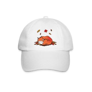 Schlafender Roter Fuchs im Herbst - Baseballkappe - Weiß/Weiß - Vorne