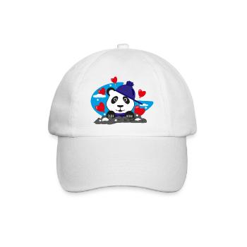 Panda im Winter mit sehr vielen Herzen. - Baseballkappe - Weiß/Weiß - Vorne