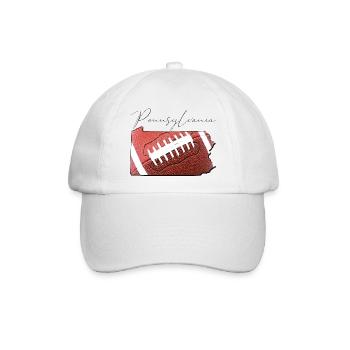 Football in der Pennsylvania State Landkarte PA - Baseballkappe - Weiß/Weiß - Vorne