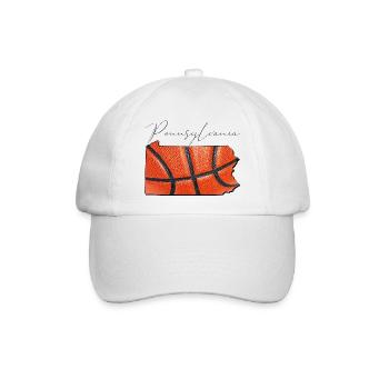 Basketball in der Pennsylvania State Landkarte PA - Baseballkappe - Weiß/Weiß - Vorne