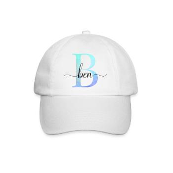 B| Monogramm | Name | Ben | Watercolor - Baseballkappe - Weiß/Weiß - Vorne