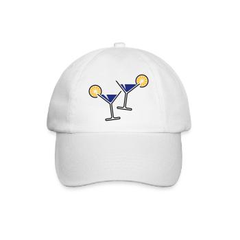 2 Cocktailgläser / Cocktail / Martini + (Blau) - Baseballkappe - Weiß/Weiß - Vorne