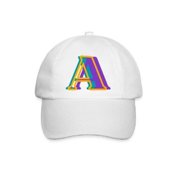 Buchstabe A mehrfarbig - originelle Geschenkidee - Baseballkappe - Weiß/Weiß - Vorne