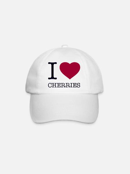 I LOVE CHERRIES - Baseballkappe - Weiß/Weiß