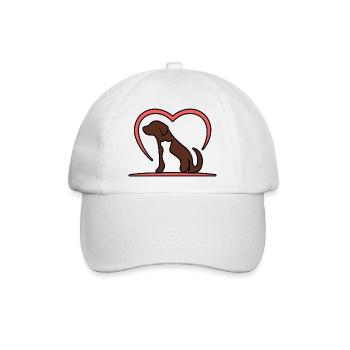 Braun, rote Katze und Hund. - Baseballkappe - Weiß/Weiß - Vorne