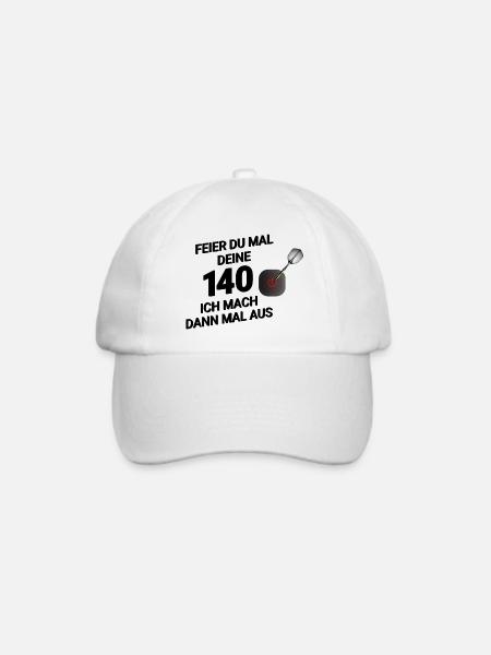 Lustiges Dart-Design – "Feier du mal deine 140... - Baseballkappe - Weiß/Weiß