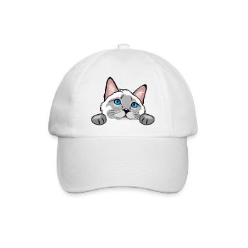 Neugierige Siamkatze - Baseballkappe - Weiß/Weiß - Vorne