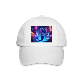 Cyber Mermaid – Neon Ocean Queen - Baseballkappe - Weiß/Weiß - Vorne