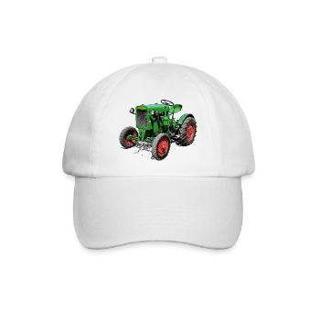 Grüner Oldtimer-Traktor - Baseballkappe - Weiß/Weiß - Vorne