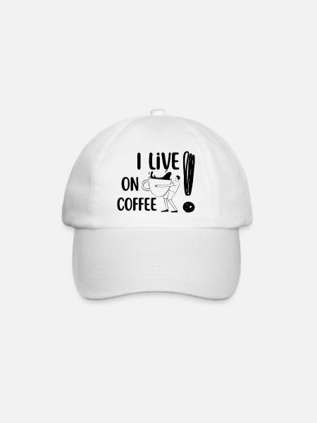 Ich lebe von Kaffee - Baseballkappe - Weiß/Weiß