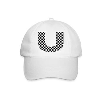 U – Checkerboard Typography Statement - Baseballkappe - Weiß/Weiß - Vorne