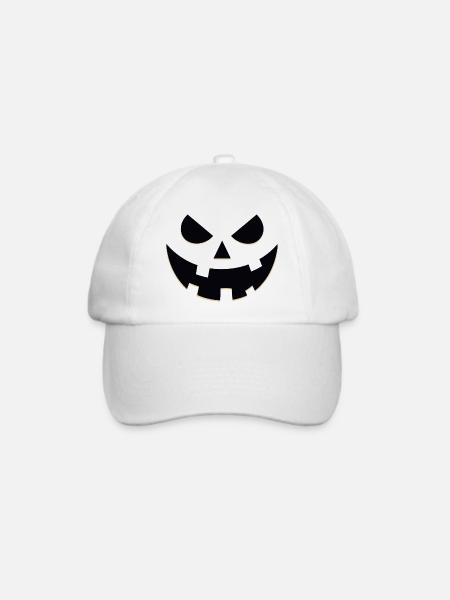 Unheimliches Kürbis-Lantern-Porträt - Baseballkappe - Weiß/Weiß