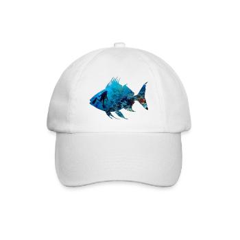 Unterwasser Korallenfisch Diver Silhouette - Baseballkappe - Weiß/Weiß - Vorne
