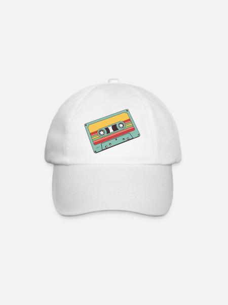 Retro Pastell Kassette - Baseballkappe - Weiß/Weiß