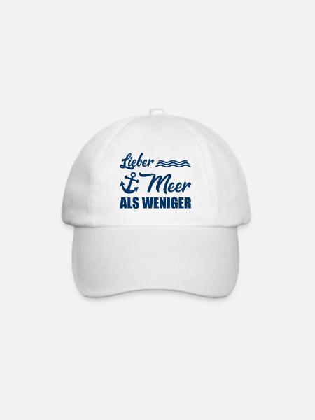 Lieber Meer als weniger - Küste - Nordsee - Ostsee - Baseballkappe - Weiß/Weiß