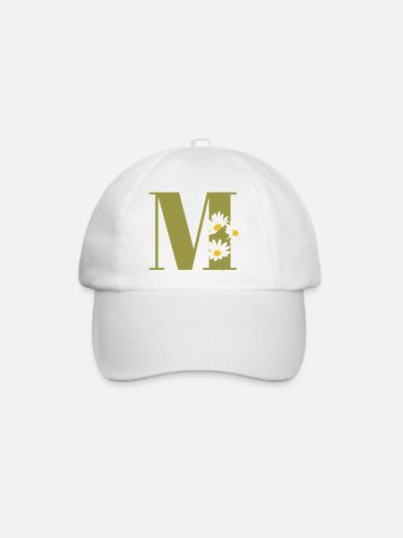 Buchstabe m grüne Gänseblümchen - Baseballkappe - Weiß/Weiß