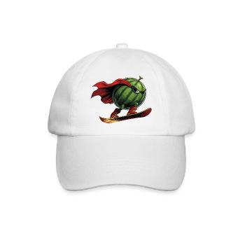 Superheld Wassermelone Auf Snowboard Action - Baseballkappe - Weiß/Weiß - Vorne