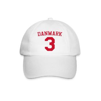 Dänemark 3 – Rotes Sportdesign - Baseballkappe - Weiß/Weiß - Vorne