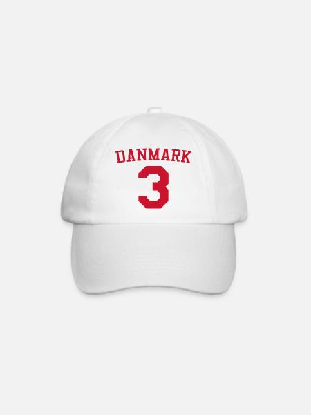 Dänemark 3 – Rotes Sportdesign - Baseballkappe - Weiß/Weiß
