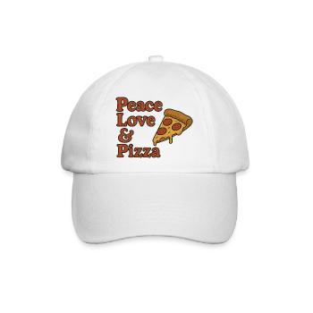 Peace Love Pizza Graphic Tee - Baseballkappe - Weiß/Weiß - Vorne