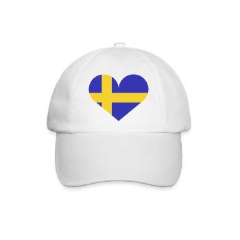 Schwedische Flagge - Baseballkappe - Weiß/Weiß - Vorne