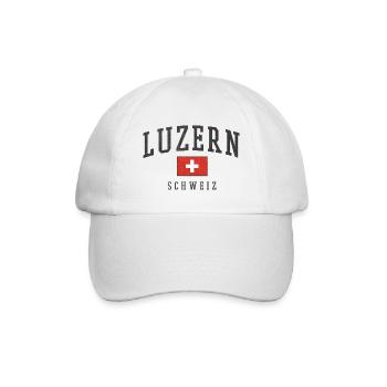 Luzern Schweiz Flaggenlogo - Baseballkappe - Weiß/Weiß - Vorne