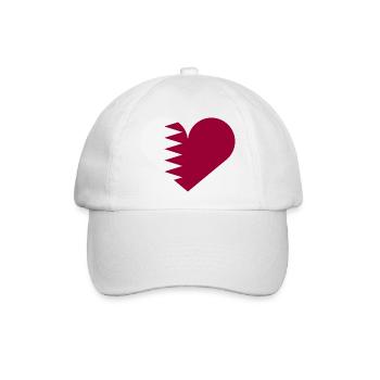 Katar-Herzflagge - Baseballkappe - Weiß/Weiß - Vorne