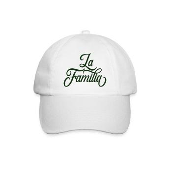 La Familie: Elegante Familienliebe Script - Baseballkappe - Weiß/Weiß - Vorne