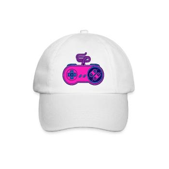 Retro-Pink-Neon-Controller - Baseballkappe - Weiß/Weiß - Vorne
