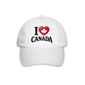 I Love Canada – Ahornblatt-Botschaft - Baseballkappe - Weiß/Weiß - Vorne