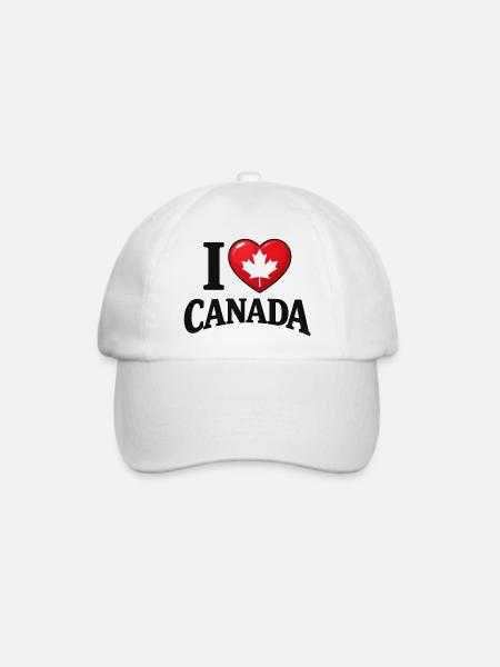I Love Canada – Ahornblatt-Botschaft - Baseballkappe - Weiß/Weiß