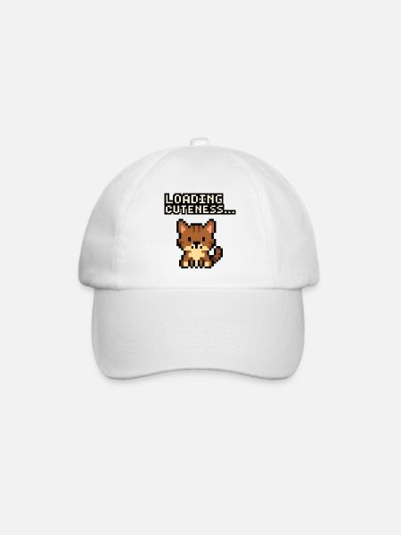 Ladezeit der Niedlichkeit Pixelkatze - Baseballkappe - Weiß/Weiß