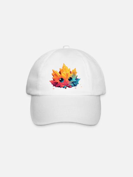 Kunterbuntes Herbstblatt Kawaii - Baseballkappe - Weiß/Weiß