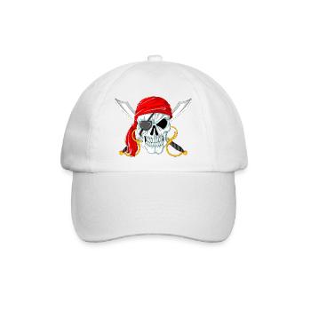 Piratenschädel mit Schwertern Jolly Roger Design - Baseballkappe - Weiß/Weiß - Vorne