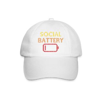 Social Battery Low - Baseballkappe - Weiß/Weiß - Vorne