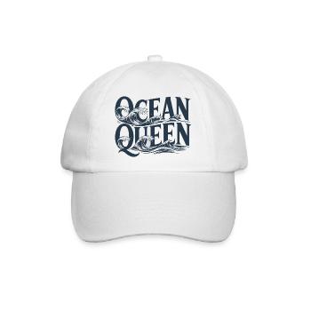 Ocean Queen - Wellen Typografie Design - Baseballkappe - Weiß/Weiß - Vorne