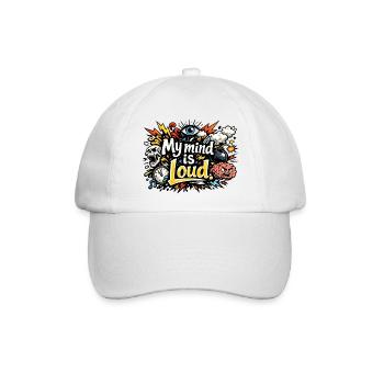 Mein Geist ist laut – lebendige abstrakte Typografie - Baseballkappe - Weiß/Weiß - Vorne