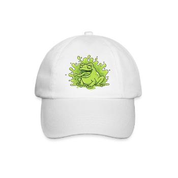 Fröhlicher Frosch im Slime Splash - Baseballkappe - Weiß/Weiß - Vorne