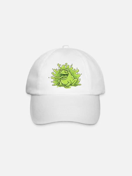 Fröhlicher Frosch im Slime Splash - Baseballkappe - Weiß/Weiß