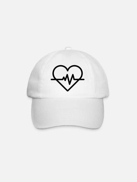 Herzfrequenz - Baseballkappe - Weiß/Weiß